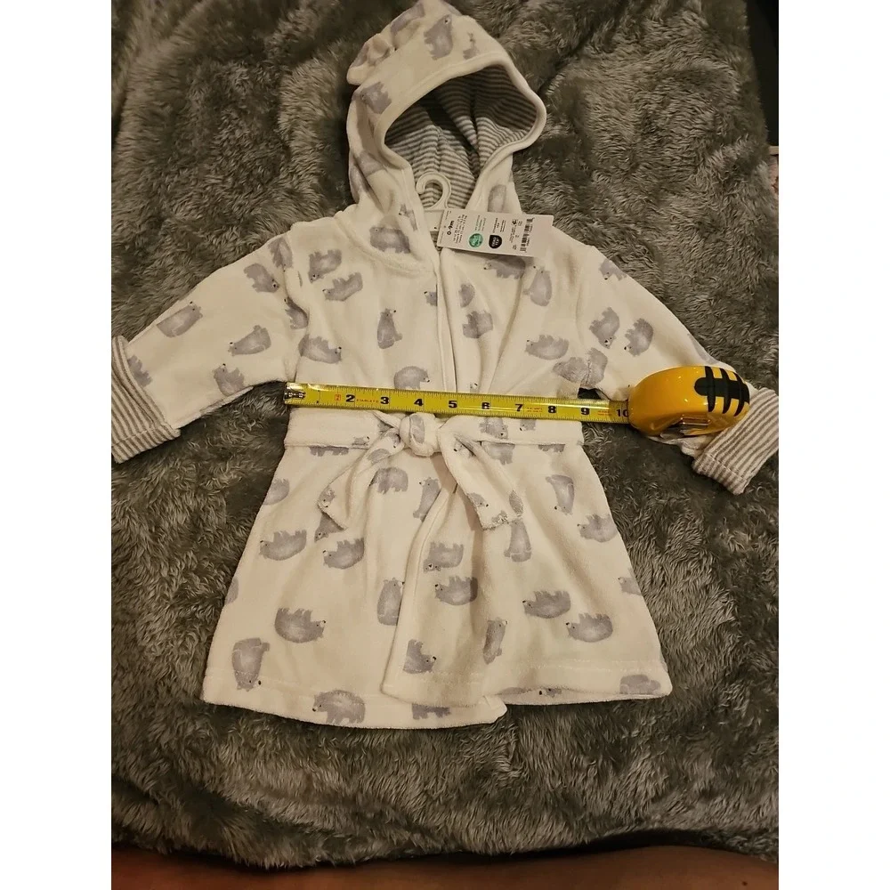 Carter's Baby Bathrobe White Bear Print Size‎ 0-9M- Great Cond.